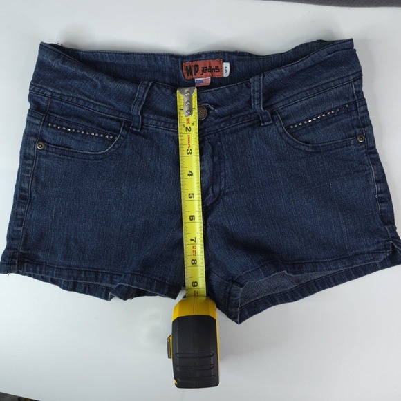 Hip Jeans USA Demin Booty Shorts Size 9 Embroidered Y2K Fashion Bling Stretch - Picture 11 of 11